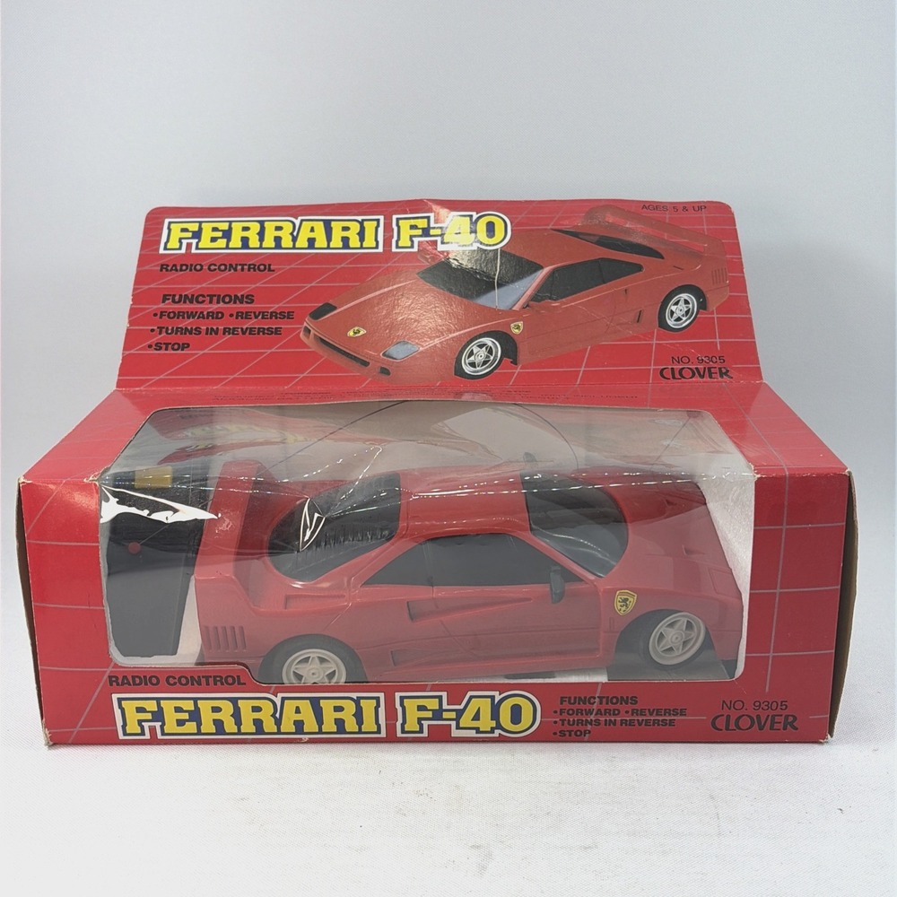 Vintage Clover Ferrari F-40 Radio Control RC Car 1/18 New Open Box Complete CIB